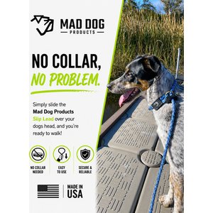Mad Dog Products Hands Free Slip Lead Dog Leash, Black, 10 ft-3/8 in