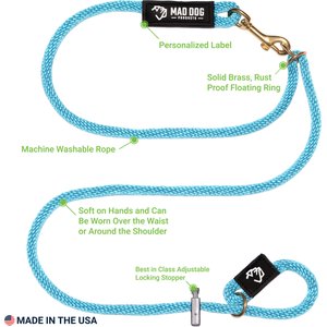 Mad Dog Products Hands Free Slip Lead Dog Leash, Black, 10 ft-3/8 in