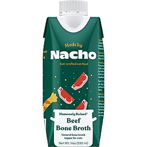 Made by Nacho Beef Bone Broth Grain- Free Wet Cat Food Topper, 11-oz carton