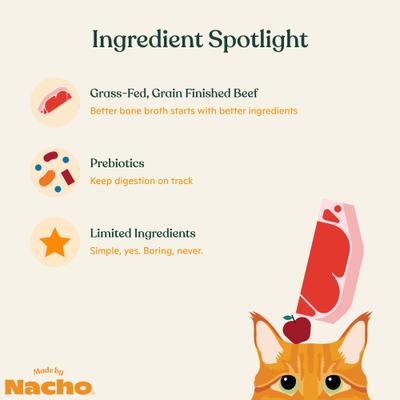 Show full view: Made by Nacho Beef Bone Broth Grain- Free Wet Cat Food Topper, 11-oz carton slide 5 of 9