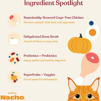 Show full view: Made by Nacho Bone Broth Infused Cage-Free Chicken & Pumpkin Recipe Dry Cat Food, 2-lb bag slide 6 of 12