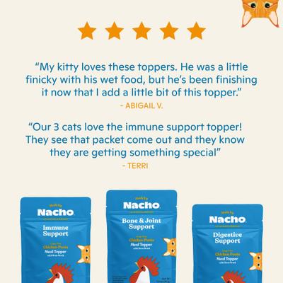 Show full view: Made by Nacho Bone & Joint Support Cage-Free Chicken Puree with Bone Broth Wet Cat Food Topper, 1.4-oz pouch, case of 18 slide 7 of 12