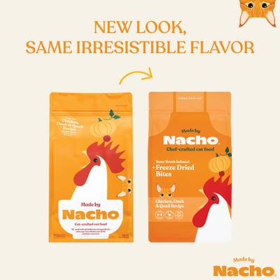 Show full view: Made by Nacho Cage Free Chicken, Duck & Quail Recipe with Freeze-Dried Chicken Liver Dry Cat Food, 10-lb bag slide 3 of 13