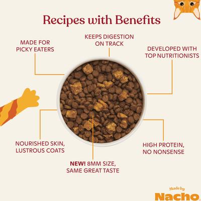 Show full view: Made by Nacho Cage Free Chicken, Duck & Quail Recipe with Freeze-Dried Chicken Liver Dry Cat Food, 10-lb bag slide 5 of 13