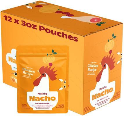 Show full view: Made by Nacho Cage Free Chicken Recipe Cuts In Gravy with Bone Broth Wet Cat Food, 3-oz pouch, 12 count slide 4 of 13