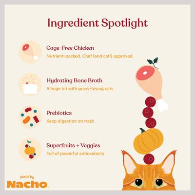 Show full view: Made by Nacho Cage Free Minced Chicken Recipe with Bone Broth Wet Cat Food, 2.5-oz cup, case of 10 slide 6 of 13