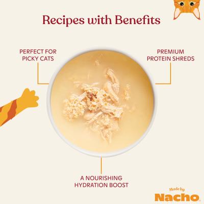 Show full view: Made by Nacho Cage Free Shredded Chicken Recipe with Homestyle Bone Broth Grain-Free Wet Cat Food, 2.5-oz pouch, case of 12 slide 5 of 12
