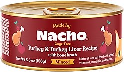 Made by Nacho Cage-Free Turkey & Turkey Liver Recipe Minced Wet Cat Food, 5.5-oz can, case of 24