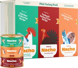 Made by Nacho Chicken, Herring, Salmon & Turkey Variety Pack Grain-Free Pate Wet Cat Food, 5.5-oz can, case of 12 slide 2 of 9