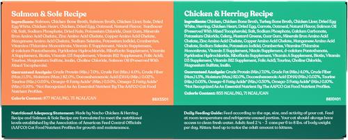 Show full view: Made by Nacho Chicken, Herring & Salmon Variety Pack Minced Wet Cat Food, 3-oz can, case of 12 slide 4 of 12