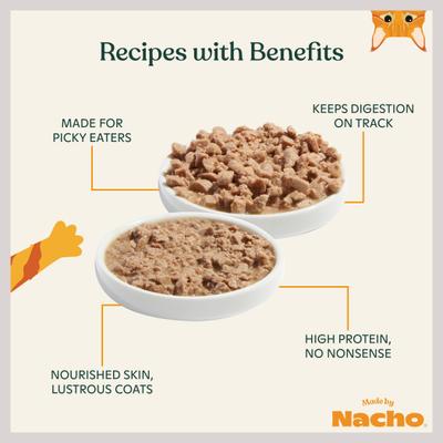 Show full view: Made by Nacho Chicken, Herring & Salmon Variety Pack Minced Wet Cat Food, 3-oz can, case of 12 slide 5 of 12