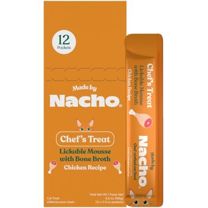 Made by Nacho Chicken Recipe with Bone Broth Grain-Free Lickable Cat Treats, 0.5-oz pouch, case of 12