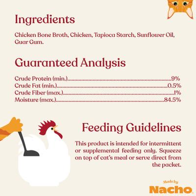 Show full view: Made by Nacho Chicken Recipe with Bone Broth Grain-Free Lickable Cat Treats, 0.5-oz pouch, case of 12 slide 7 of 9