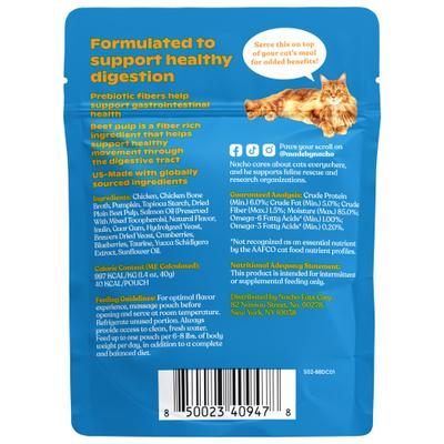 Show full view: Made by Nacho Digestive Support Cage-Free Chicken Puree with Bone Broth Wet Cat Food Topper, 1.4-oz pouch, case of 18 slide 3 of 12