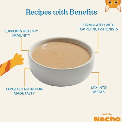 Show full view: Made by Nacho Digestive Support Cage-Free Chicken Puree with Bone Broth Wet Cat Food Topper, 1.4-oz pouch, case of 18 slide 5 of 12