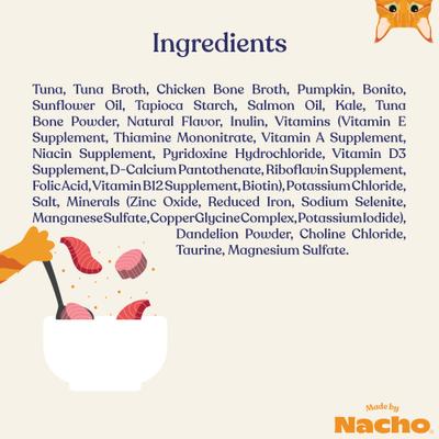 Show full view: Made by Nacho Flaked Tuna & Bonito Recipe in Bone Broth Grain-Free Wet Cat Food, 3-oz can, case of 12 slide 6 of 10
