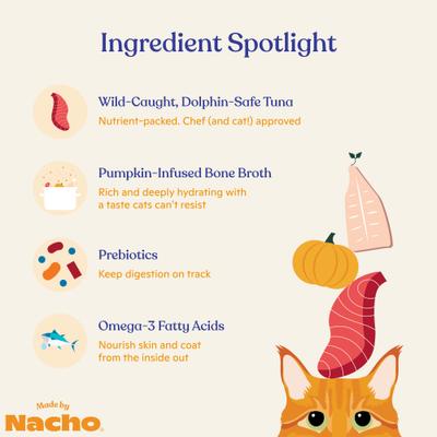Show full view: Made by Nacho Flaked Tuna & Seabass Recipe in Bone Broth Variety Pack Grain-Free Wet Cat Food, 3-oz can, case of 12 slide 6 of 10