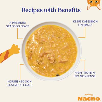Show full view: Made by Nacho Flaked Tuna & Seabass Recipe in Bone Broth Variety Pack Grain-Free Wet Cat Food, 3-oz can, case of 12 slide 5 of 10