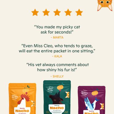 Show full view: Made by Nacho Grass-Fed, Grain-Finished Beef Recipe Cuts In Gravy with Bone Broth Wet Cat Food, 3-oz pouch, case of 12 slide 7 of 13