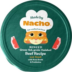 Made by Nacho Grass Fed, Grain-Finished Minced Beef Recipe with Bone Broth Wet Cat Food, 2.5-oz cup, case of 10