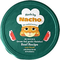 Made by Nacho Grass Fed, Grain-Finished Minced Beef Recipe with Bone Broth Wet Cat Food, 2.5-oz tray, case of 20