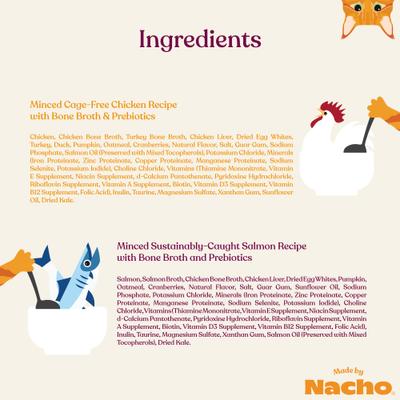 Show full view: Made by Nacho Minced Recipes with Bone Broth Variety Pack Wet Cat Food, 2.5-oz cup, case of 10 slide 8 of 13