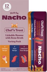 Made by Nacho Mousse Variety Pack Grain-Free Lickable Cat Treats, 0.5-oz pouch, case of 12