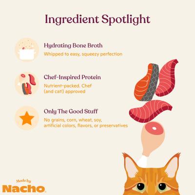 Show full view: Made by Nacho Mousse Variety Pack Grain-Free Lickable Cat Treats, 0.5-oz pouch, case of 12 slide 5 of 9