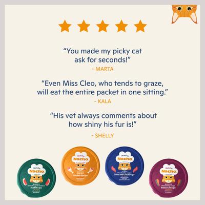 Show full view: Made by Nacho Sustainably Caught Diced Tuna & Cod Recipe with Bone Broth Grain-Free Wet Cat Food, 2.5-oz cup, case of 10 slide 7 of 12