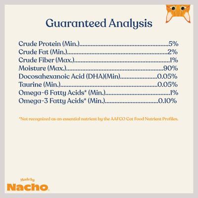 Show full view: Made by Nacho Sustainably Caught Diced Tuna & Cod Recipe with Bone Broth Grain-Free Wet Cat Food, 2.5-oz cup, case of 10 slide 9 of 12