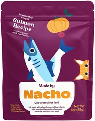 Made by Nacho Sustainably Caught Salmon Recipe Cuts In Gravy with Bone Broth Wet Cat Food, 3-oz pouch, bundle of 24 