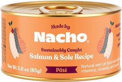 Made by Nacho Sustainably Caught Salmon & Sole Recipe Grain-Free Pate Wet Cat Food, 3-oz can, case of 24
