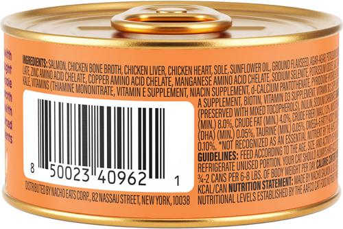 Show full view: Made by Nacho Sustainably Caught Salmon & Sole Recipe Grain-Free Pate Wet Cat Food, 3-oz can, case of 24 slide 3 of 12