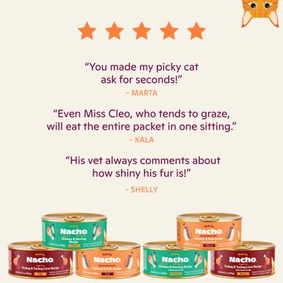 Show full view: Made by Nacho Sustainably Caught Salmon & Sole Recipe Grain-Free Pate Wet Cat Food, 3-oz can, case of 24 slide 7 of 12
