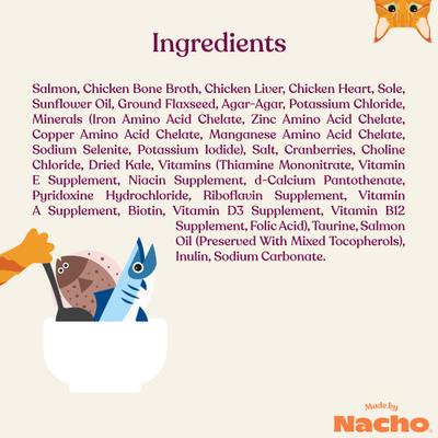 Show full view: Made by Nacho Sustainably Caught Salmon & Sole Recipe Grain-Free Pate Wet Cat Food, 3-oz can, case of 24 slide 8 of 12