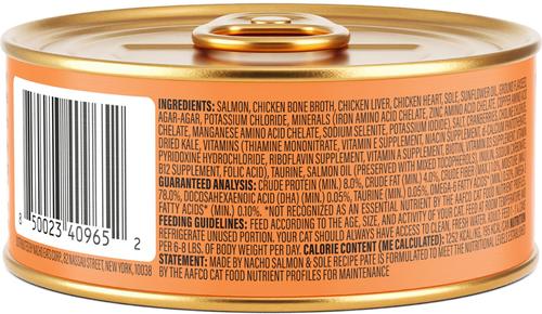 Show full view: Made by Nacho Sustainably Caught Salmon & Sole Recipe Grain-Free Pate Wet Cat Food, 5.5-oz can, case of 24 slide 3 of 12