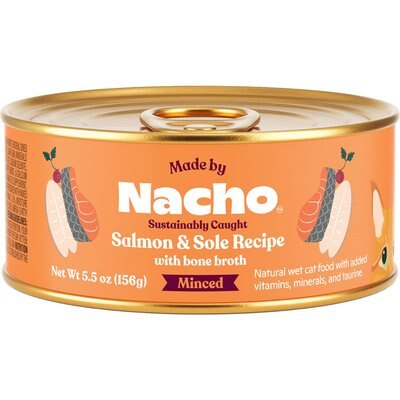 Made by Nacho Made by Nacho Sustainably Caught Salmon & Sole Recipe with Bone Broth Minced Wet Cat Food, 5.5-oz can, case of 24