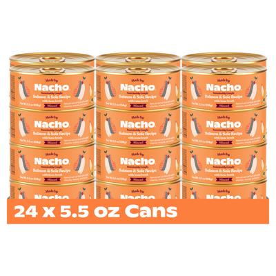 Show full view: Made by Nacho Sustainably Caught Salmon & Sole Recipe with Bone Broth Minced Wet Cat Food, 5.5-oz can, case of 24 slide 4 of 12