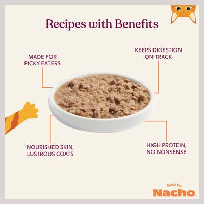 Show full view: Made by Nacho Sustainably Caught Salmon & Sole Recipe with Bone Broth Minced Wet Cat Food, 5.5-oz can, case of 24 slide 5 of 12