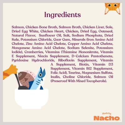 Show full view: Made by Nacho Sustainably Caught Salmon & Sole Recipe with Bone Broth Minced Wet Cat Food, 5.5-oz can, case of 24 slide 8 of 12