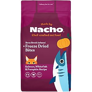 Made by Nacho Sustainably Caught Salmon, Whitefish & Pumpkin Recipe with Freeze-Dried Chicken Liver Dry Cat Food, 4-lb bag