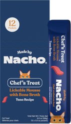 Made by Nacho Tuna Recipe with Bone Broth Grain-Free Lickable Cat Treats, 0.5-oz pouch, case of 12