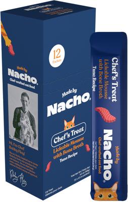 Show full view: Made by Nacho Tuna Recipe with Bone Broth Grain-Free Lickable Cat Treats, 0.5-oz pouch, case of 12 slide 3 of 9
