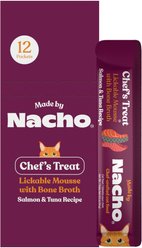 Made by Nacho Tuna & Salmon Recipe Grain-Free Lickable Cat Treats, 0.5-oz pouch, case of 12