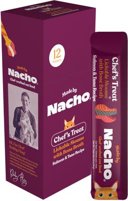 Show full view: Made by Nacho Tuna & Salmon Recipe Grain-Free Lickable Cat Treats, 0.5-oz pouch, case of 12 slide 3 of 9