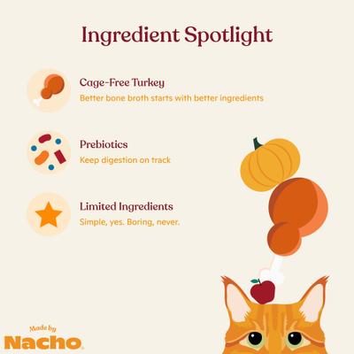 Show full view: Made by Nacho Turkey Bone Broth Grain- Free Wet Cat Food Topper, 11-oz carton slide 5 of 10