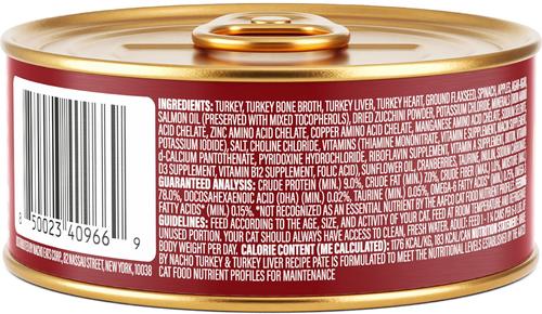 Show full view: Made by Nacho Turkey & Turkey Liver Recipe Grain-Free Pate Wet Cat Food, 5.5-oz can, case of 24 slide 3 of 12