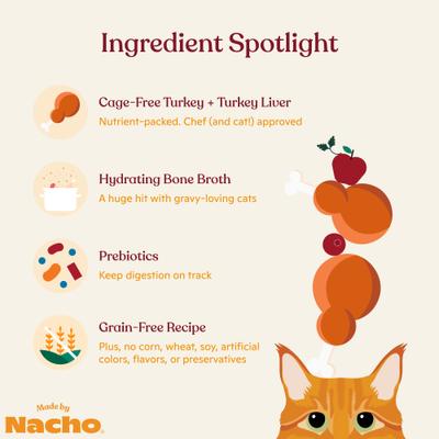 Show full view: Made by Nacho Turkey & Turkey Liver Recipe Grain-Free Pate Wet Cat Food, 5.5-oz can, case of 24 slide 6 of 12