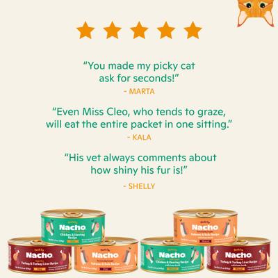 Show full view: Made by Nacho WIld-Caught Chicken & Herring Recipe Grain-Free Pate Wet Cat Food, 3-oz can, case of 24 slide 7 of 12