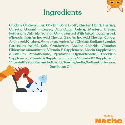 Show full view: Made by Nacho WIld-Caught Chicken & Herring Recipe Grain-Free Pate Wet Cat Food, 3-oz can, case of 24 slide 8 of 12
